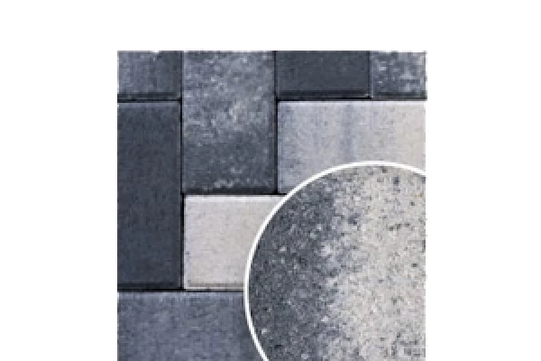HB Pavé classique carré ép. 6 cm Flammé Noir blanc 10x10 cm