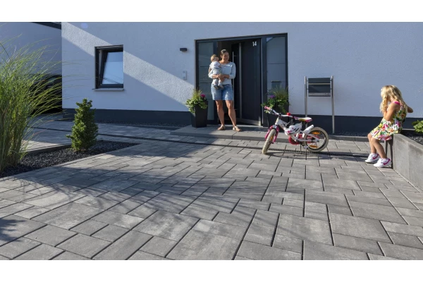 KANN Pavé écologique déco La Tierra-Aqua gris anthracite nuancé béton lisse pose sauvage 8