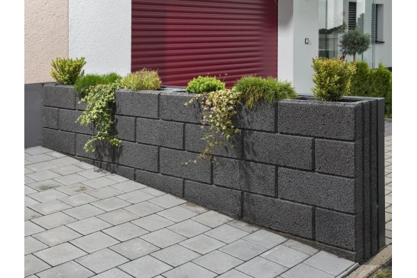 KANN Mur Terrano pilier anthracite poreux Larg.37,5cm prof.37,5cm Ht.20cm