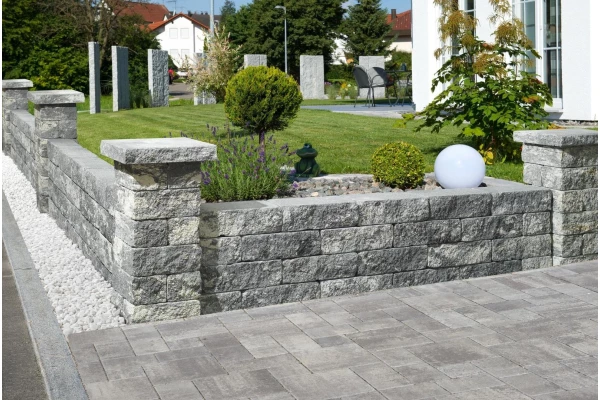 KANN Mur Vermont élément d'extremité nero bianco clivé/vieilli Larg.50cm prof.25cm Ht.15cm