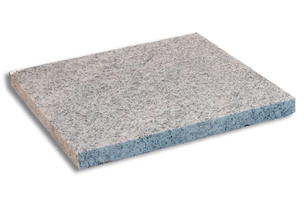CUBIK - Dalle granit gris clair gros grain 100x40x3 dessus flammé, reste scié