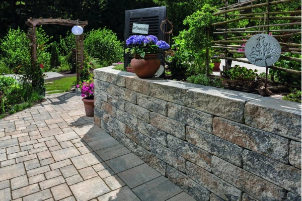 KANN Mur Vermont élément de base muschelkalk nuancé clivé/vieilli Larg.50cm prof.25cm Ht.15cm