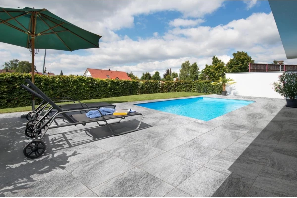 KANN Dalle Nanos Béton+ structuré blanc/anthracite 60x60x5cm