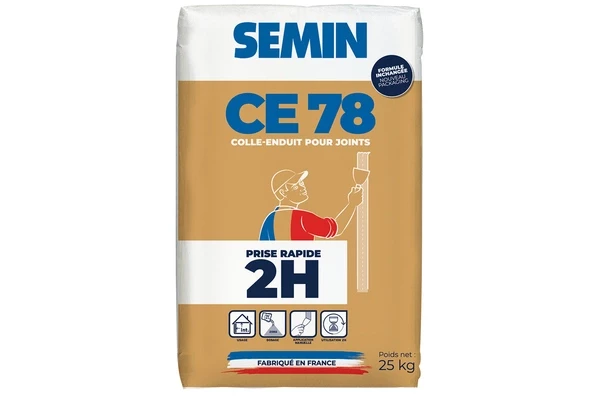 Semin - CE 78 Enduit plaque de plâtre Rapide 2h25 kg