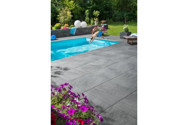 KANN Dalle Nanos Béton+ structuré gris/anthracite 60x60x5cm