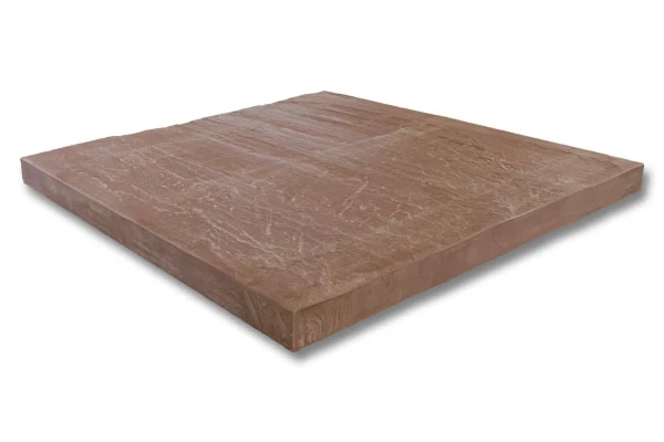 Cubik - Marche suspendue grès rouge/brun indes 120x120x8 dessus naturel et brosse